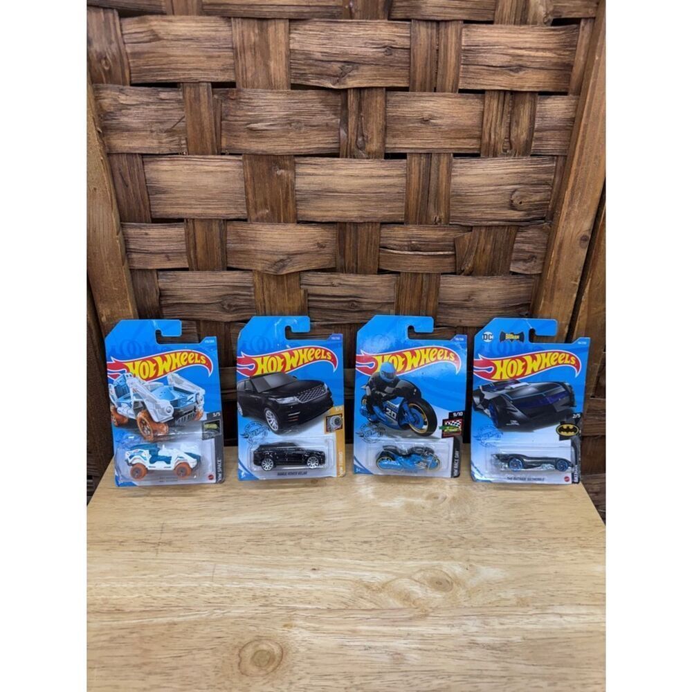 Hot Wheels Blue & Black Vehicle Pack - 4-Piece Kids Cars & Motorcycle Set